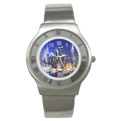 New-york Cityscape  Stainless Steel Watch by Dushan