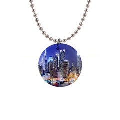 New-york Cityscape  1  Button Necklace by Dushan