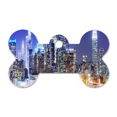 New-york Cityscape  Dog Tag Bone (two Sides) by Dushan