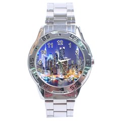 New-york Cityscape  Stainless Steel Analogue Watch by Dushan