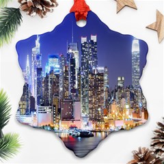 New-york Cityscape  Snowflake Ornament (two Sides)