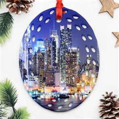 New-york Cityscape  Ornament (oval Filigree)