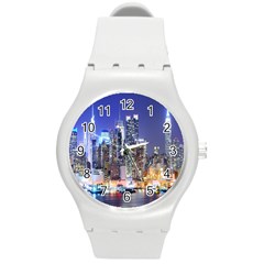 New-york Cityscape  Round Plastic Sport Watch (m) by Dushan