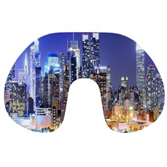 New-york Cityscape  Travel Neck Pillow by Dushan