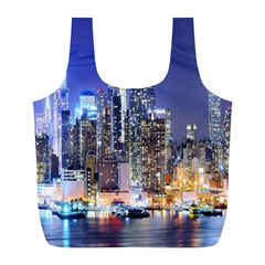 New-york Cityscape  Full Print Recycle Bag (l) by Dushan