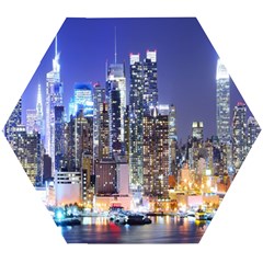 New-york Cityscape  Wooden Puzzle Hexagon by Dushan