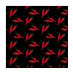 Red, hot jalapeno peppers, chilli pepper pattern at black, spicy Tile Coaster Front