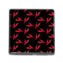 Red, hot jalapeno peppers, chilli pepper pattern at black, spicy Memory Card Reader (Square 5 Slot)