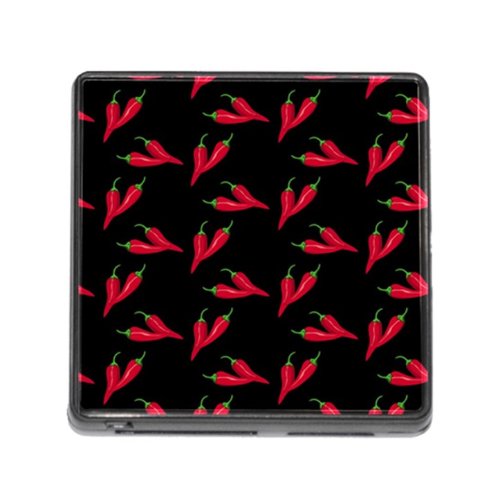 Red, hot jalapeno peppers, chilli pepper pattern at black, spicy Memory Card Reader (Square 5 Slot)