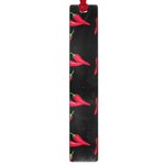 Red, hot jalapeno peppers, chilli pepper pattern at black, spicy Large Book Marks Front