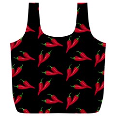 Red, hot jalapeno peppers, chilli pepper pattern at black, spicy Full Print Recycle Bag (XXL)