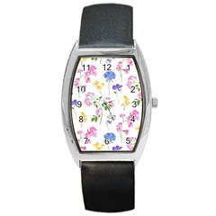 Botanical Flowers Barrel Style Metal Watch