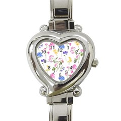 Botanical Flowers Heart Italian Charm Watch