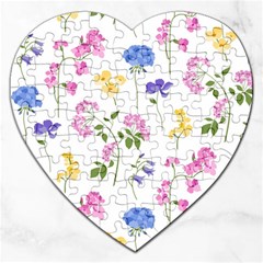 Botanical Flowers Jigsaw Puzzle (heart) by Dushan