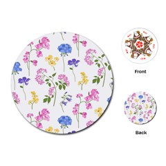 Botanical Flowers Playing Cards Single Design (round) by Dushan