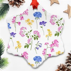 Botanical Flowers Snowflake Ornament (two Sides) by Dushan