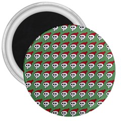 Comic Head Skull - Hat Red - Cartoon Skull 3  Magnets by DinzDas