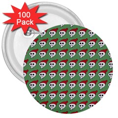 Comic Head Skull - Hat Red - Cartoon Skull 3  Buttons (100 Pack)  by DinzDas