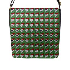 Comic Head Skull - Hat Red - Cartoon Skull Flap Closure Messenger Bag (l) by DinzDas