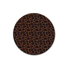 Animal Skin - Panther Or Giraffe - Africa And Savanna Rubber Round Coaster (4 Pack)  by DinzDas