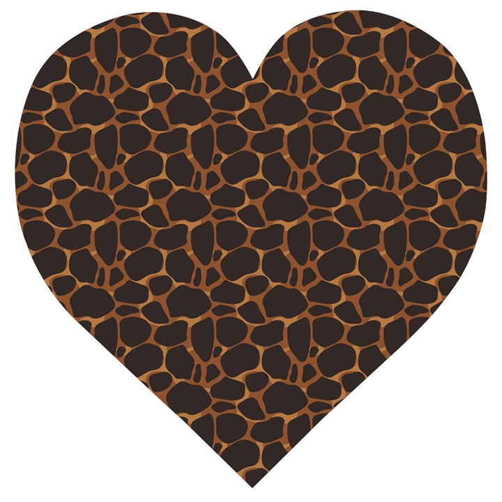 Animal Skin - Panther Or Giraffe - Africa And Savanna Wooden Puzzle Heart