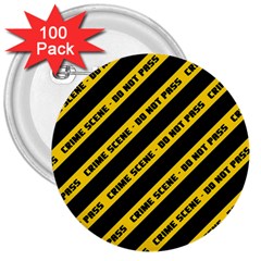 Warning Colors Yellow And Black - Police No Entrance 2 3  Buttons (100 Pack)  by DinzDas