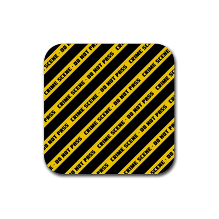 Warning Colors Yellow And Black - Police No Entrance 2 Rubber Coaster (Square) 