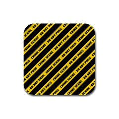 Warning Colors Yellow And Black - Police No Entrance 2 Rubber Square Coaster (4 Pack)  by DinzDas