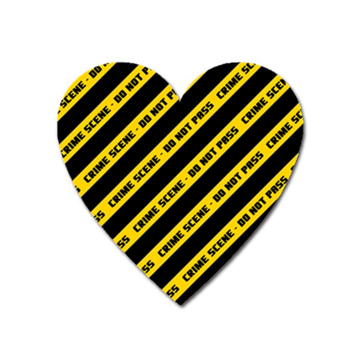 Warning Colors Yellow And Black - Police No Entrance 2 Heart Magnet