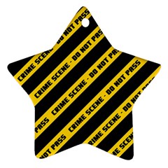 Warning Colors Yellow And Black - Police No Entrance 2 Star Ornament (two Sides) by DinzDas