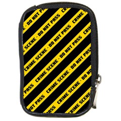 Warning Colors Yellow And Black - Police No Entrance 2 Compact Camera Leather Case by DinzDas