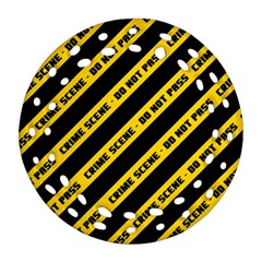 Warning Colors Yellow And Black - Police No Entrance 2 Ornament (round Filigree) by DinzDas