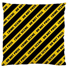 Warning Colors Yellow And Black - Police No Entrance 2 Large Cushion Case (one Side) by DinzDas