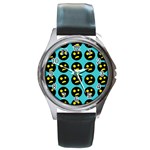 005 - Ugly Smiley With Horror Face - Scary Smiley Round Metal Watch Front