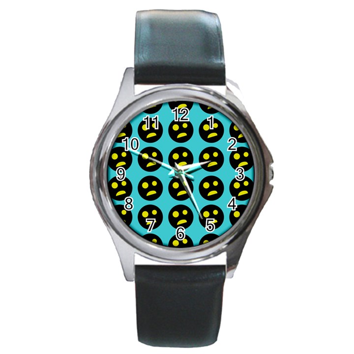 005 - Ugly Smiley With Horror Face - Scary Smiley Round Metal Watch