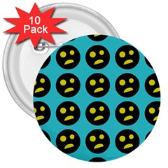 005 - Ugly Smiley With Horror Face - Scary Smiley 3  Buttons (10 Pack)  by DinzDas