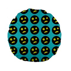 005 - Ugly Smiley With Horror Face - Scary Smiley Standard 15  Premium Flano Round Cushions by DinzDas