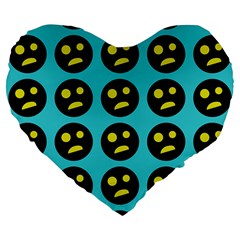 005 - Ugly Smiley With Horror Face - Scary Smiley Large 19  Premium Flano Heart Shape Cushions by DinzDas