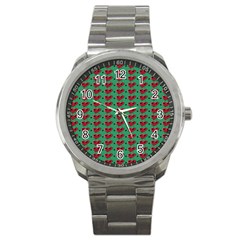 Evil Heart Graffiti Pattern Sport Metal Watch by DinzDas