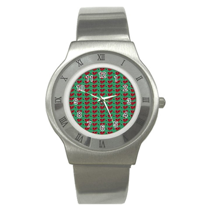 Evil Heart Graffiti Pattern Stainless Steel Watch