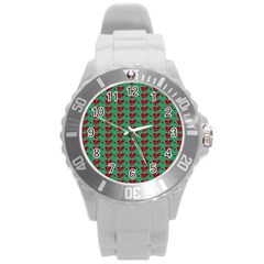 Evil Heart Graffiti Pattern Round Plastic Sport Watch (l) by DinzDas