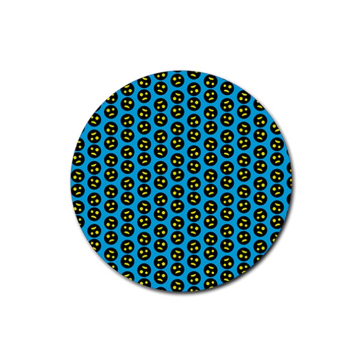 0059 Comic Head Bothered Smiley Pattern Rubber Coaster (Round) 