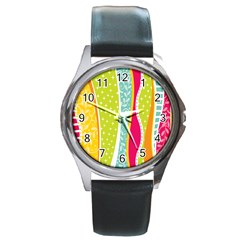 Abstract Lines Round Metal Watch by designsbymallika