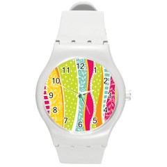 Abstract Lines Round Plastic Sport Watch (m) by designsbymallika