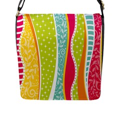 Abstract Lines Flap Closure Messenger Bag (l) by designsbymallika