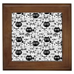 Cute Cat Faces Pattern Framed Tile by TastefulDesigns