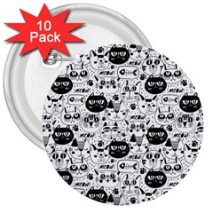 Cute Cat Faces Pattern 3  Buttons (10 Pack)  by TastefulDesigns