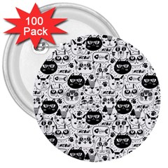 Cute Cat Faces Pattern 3  Buttons (100 Pack)  by TastefulDesigns