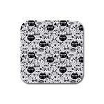 Cute Cat Faces Pattern Rubber Square Coaster (4 pack)  Front