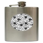 Cute Cat Faces Pattern Hip Flask (6 oz) Front